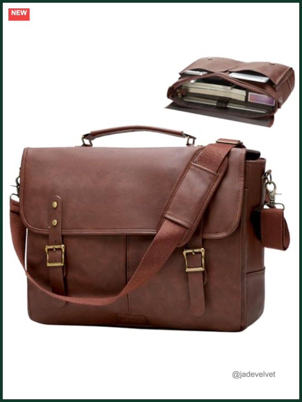 Vintage PU Leather Laptop Messenger Bag 15.6-17 inch Shoulder Satchel